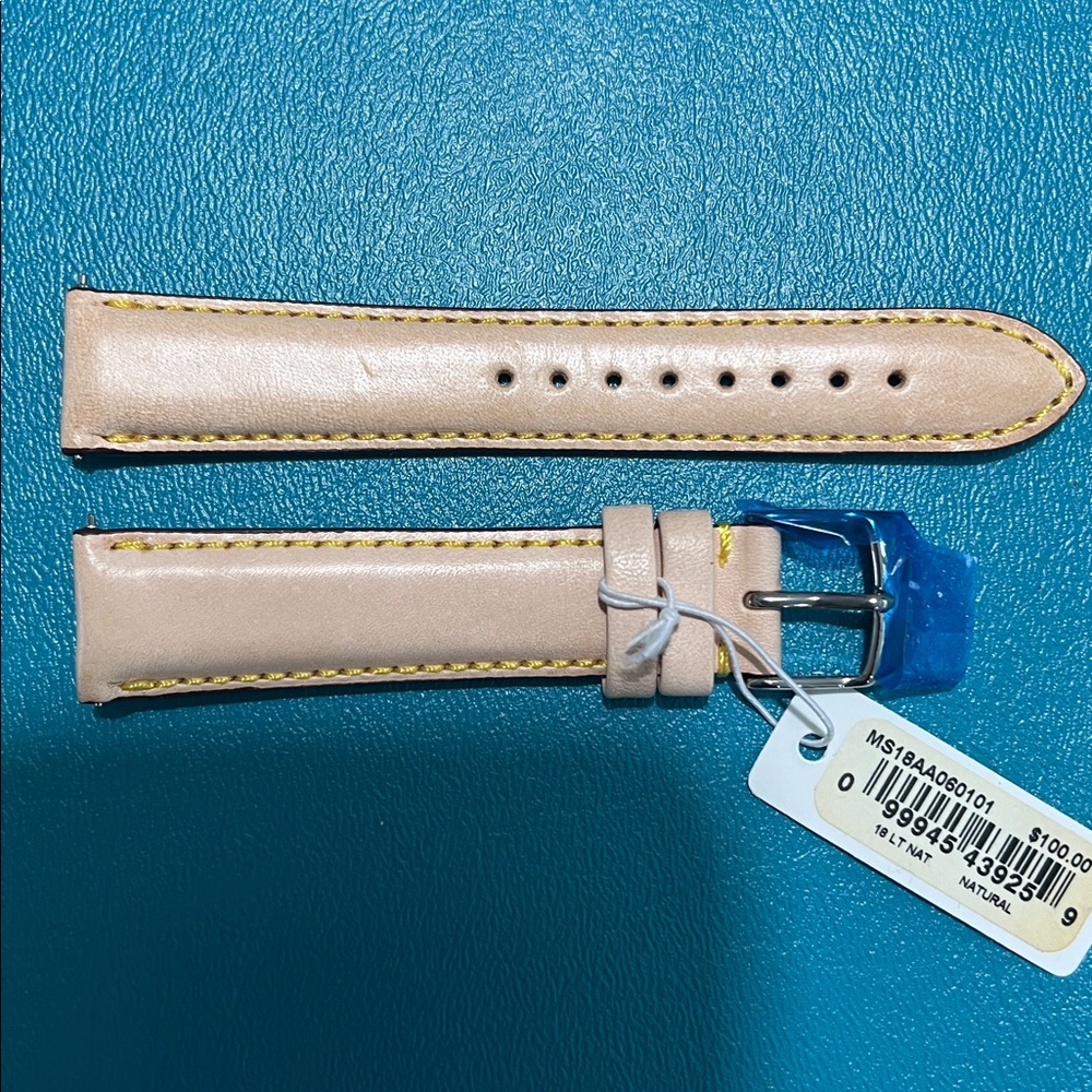 NWT 18mm Michele Elegant Beige Leather Watch Strap